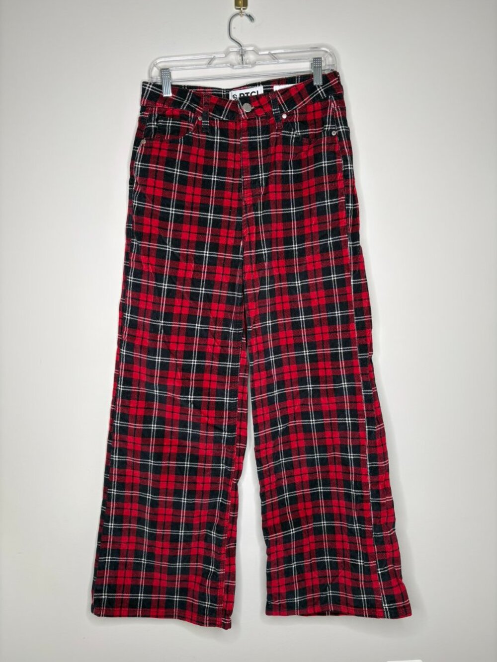 PTCL High Waist Wide Leg Plaid Pants Red Size 28 - Picture 7 of 14